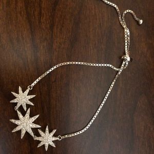 Silver plated crystal bracelet with slide closer